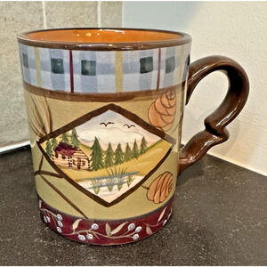 ZRIKE Vintage Cabin Danna Cullen Mug Hand Painted 15oz EUC!